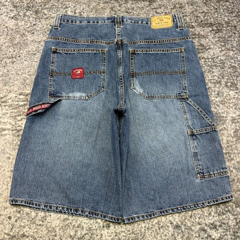 Vintage U.S. Polo Assn Carpenter Jorts Mens 36 Blue Baggy Skater Grunge Y2K